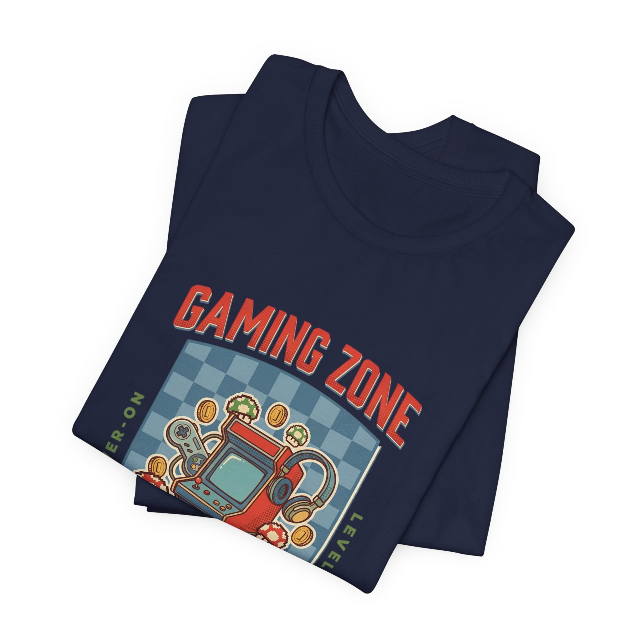 Black t-shirt with 'Gaming Zone' graphic design on a white background