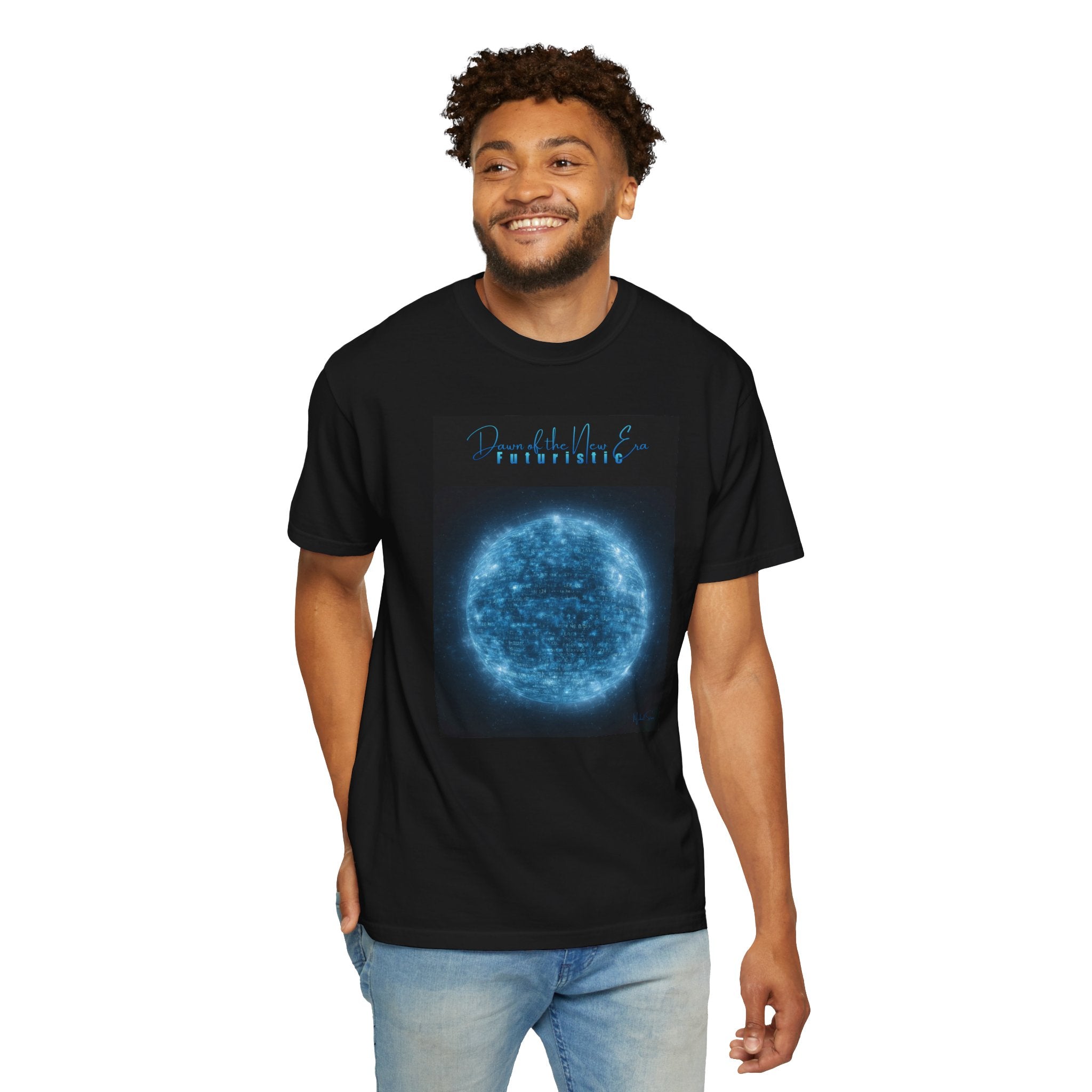 Neon Blue Solar Globe T-shirt – Futuristic Aesthetic Tee | Spring '26 Capsule Limited Edition