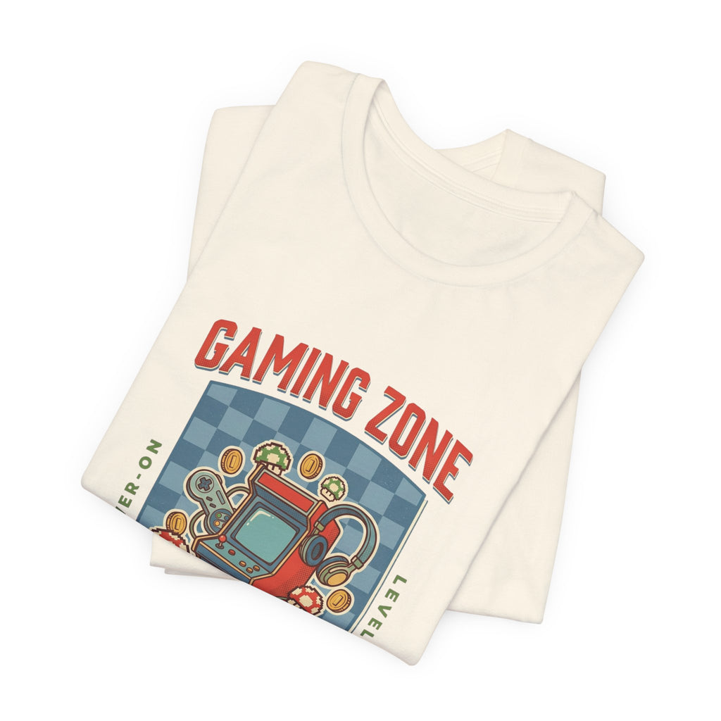 Folded tank top with 'Gaming Zone' graphic design on a white background