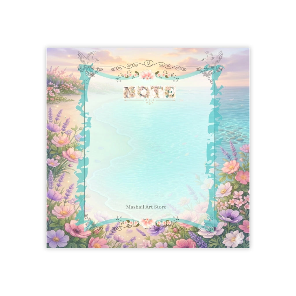 Notepad with floral design and 'Note' text on a white background