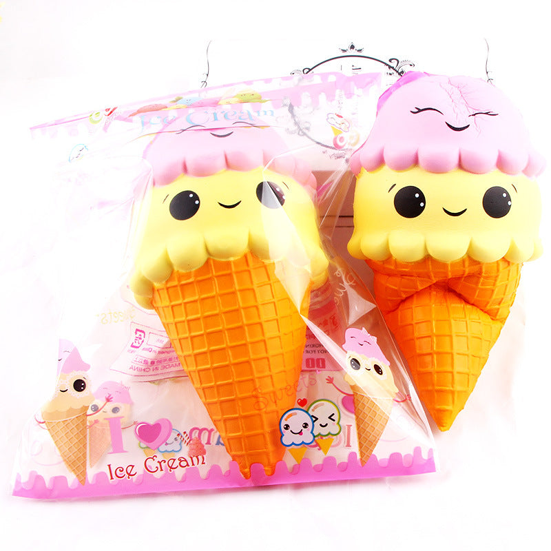 Two squishy ice cream cone toys in packaging on a white background