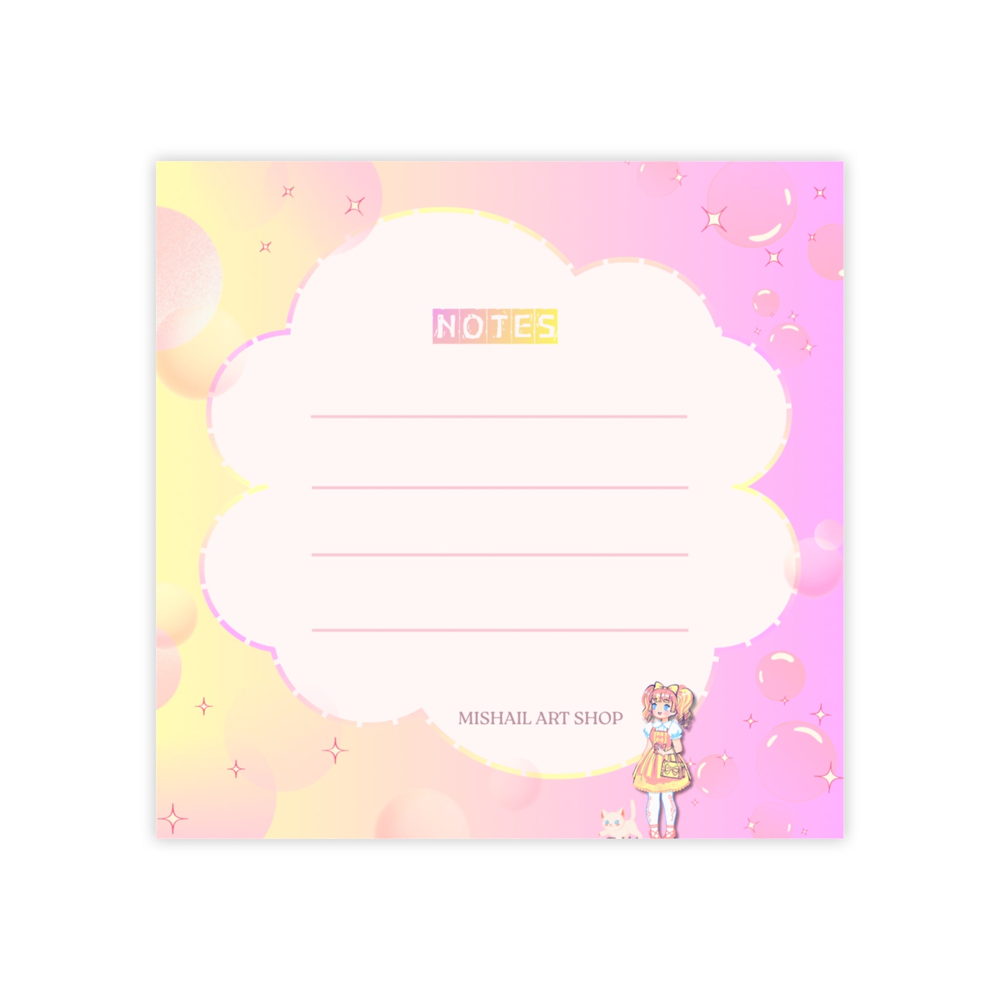 Kawaii Cloud Notes Post-it Pad – Cute Pastel Sticky Notes | Spring '26 Capsule Edition | Scrapbooking School College Memo