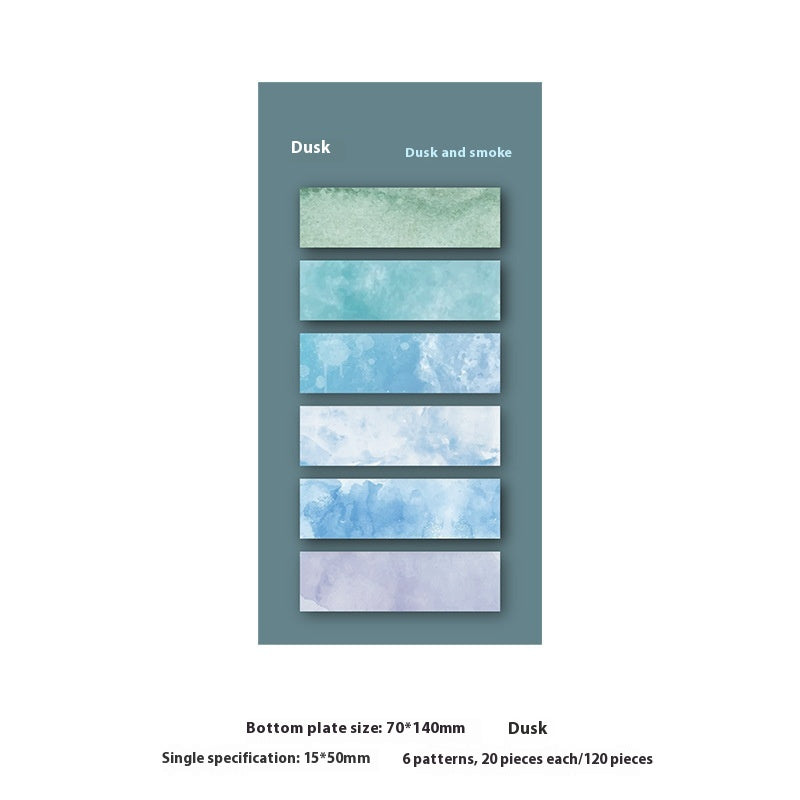 Color swatch card with gradient shades of blue and green labeled 'Dusk' on a white background.