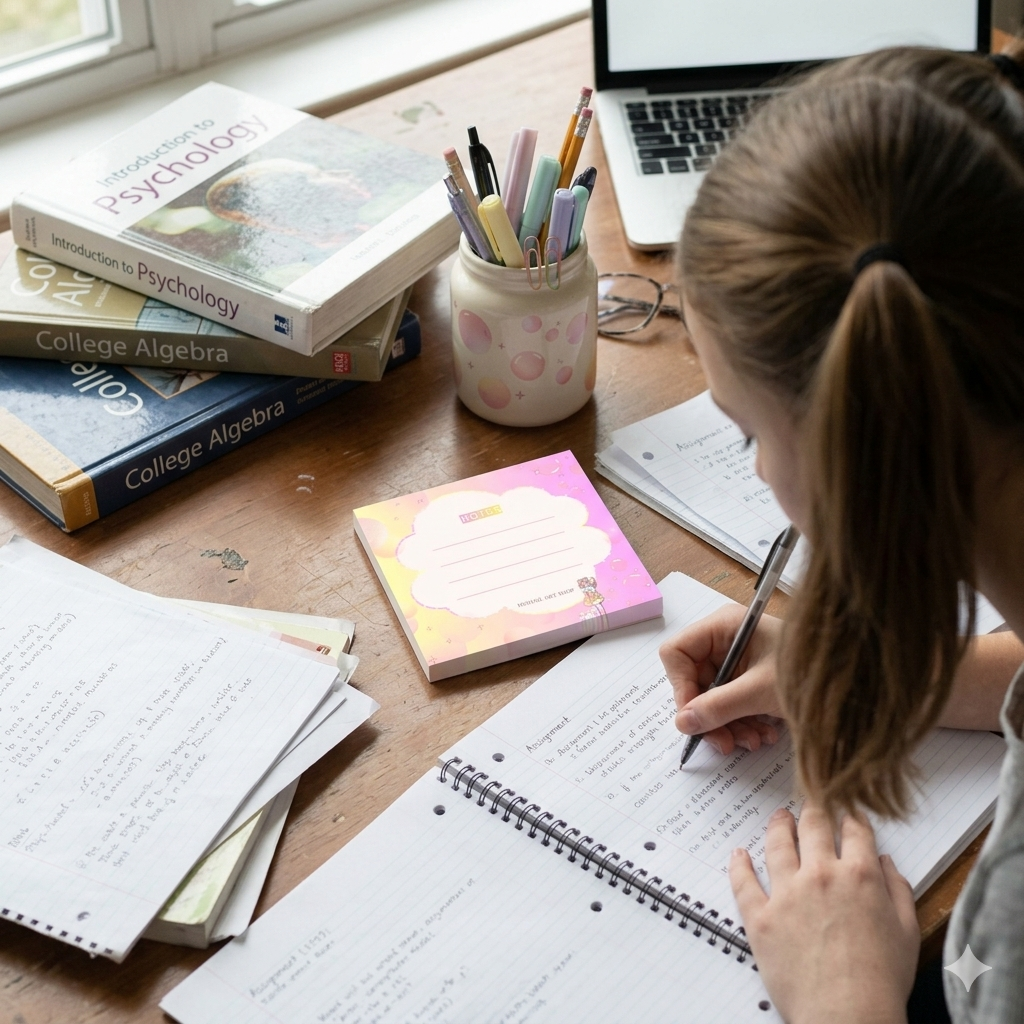 Kawaii Cloud Notes Post-it Pad – Cute Pastel Sticky Notes | Spring '26 Capsule Edition | Scrapbooking School College Memo