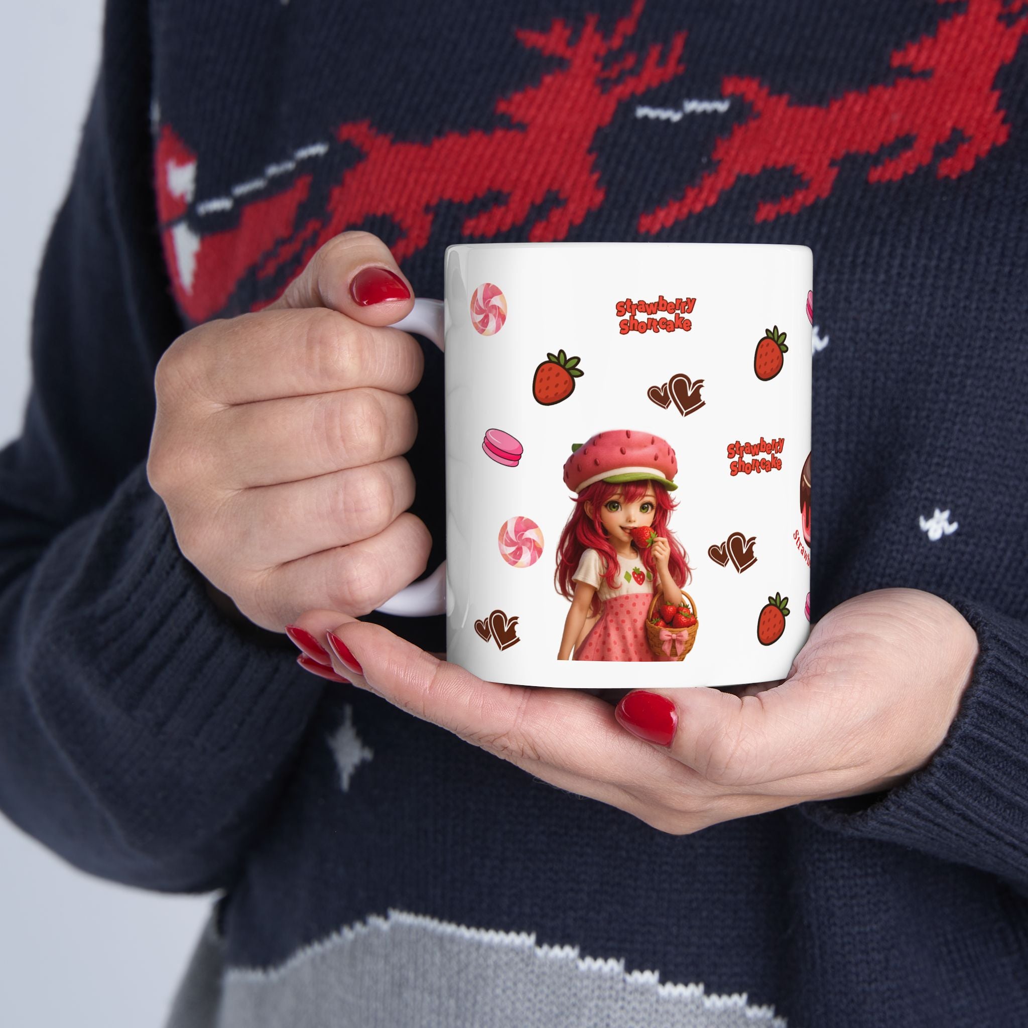 Strawberry Pattern Mug | Cute Coffee Ceramic Mug