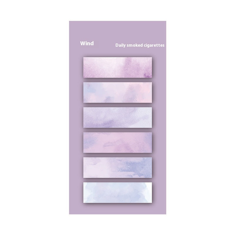 Purple card with watercolor design and text on a white background