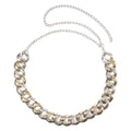 Necklace with pearls and crystals on a white background