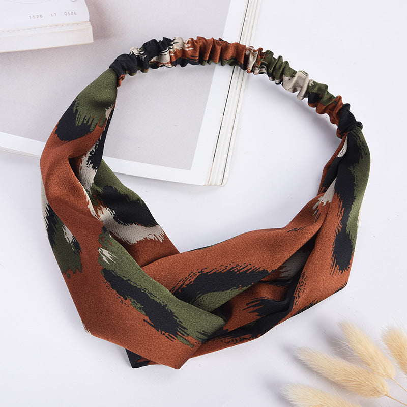Multicolored headband with a pattern on a white background