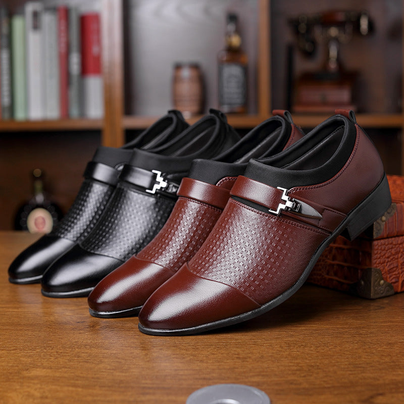 Valencrest™ Executive Leather Shoes – Premium English Shoes for Men in black and brown displayed on a wooden suface.