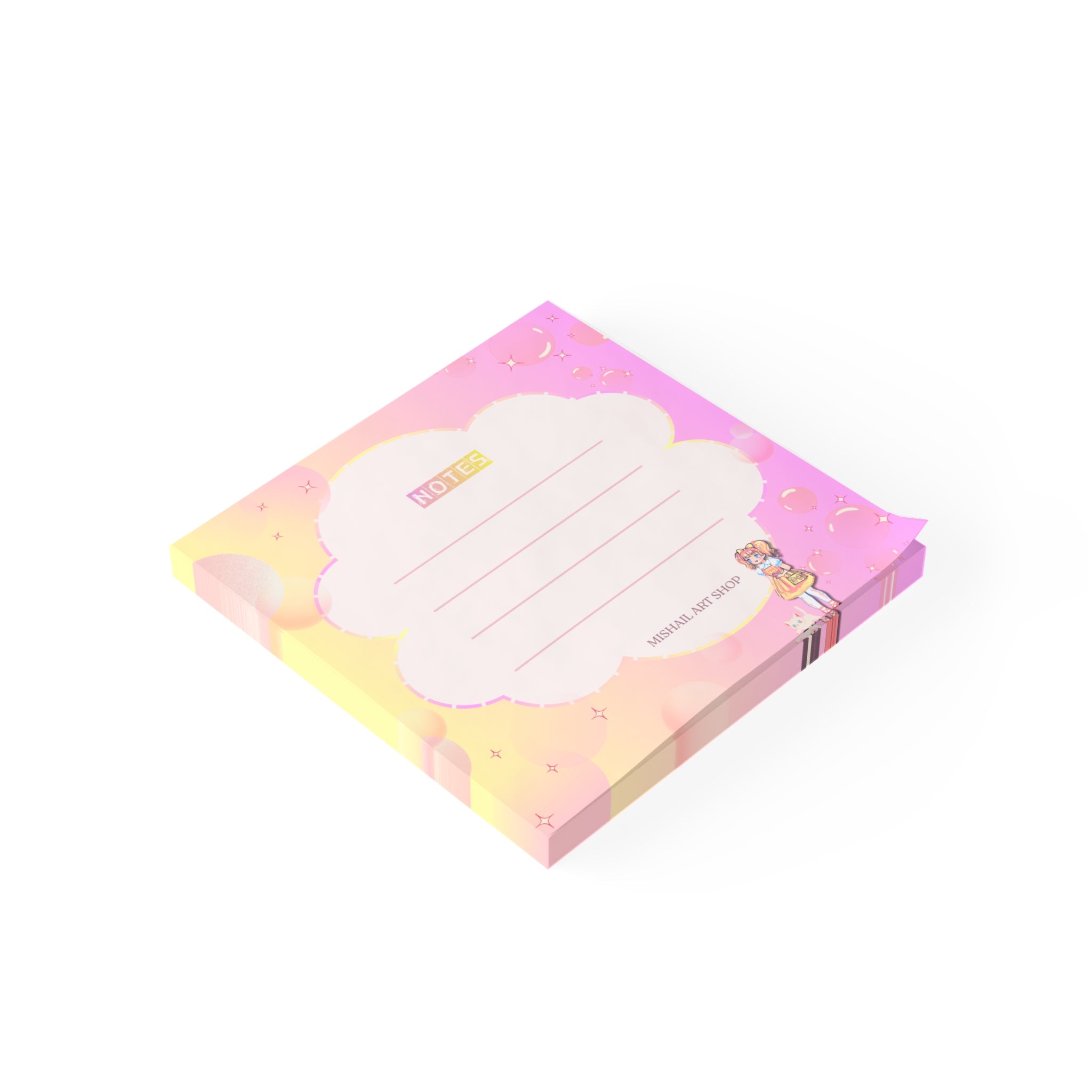 Kawaii Cloud Notes Post-it Pad – Cute Pastel Sticky Notes | Spring '26 Capsule Edition | Scrapbooking School College Memo