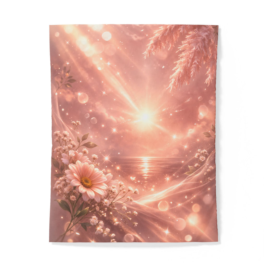 Peach Floral Ocean Duvet Cover | Sunset Aesthetic Bedding Mashail Maison
