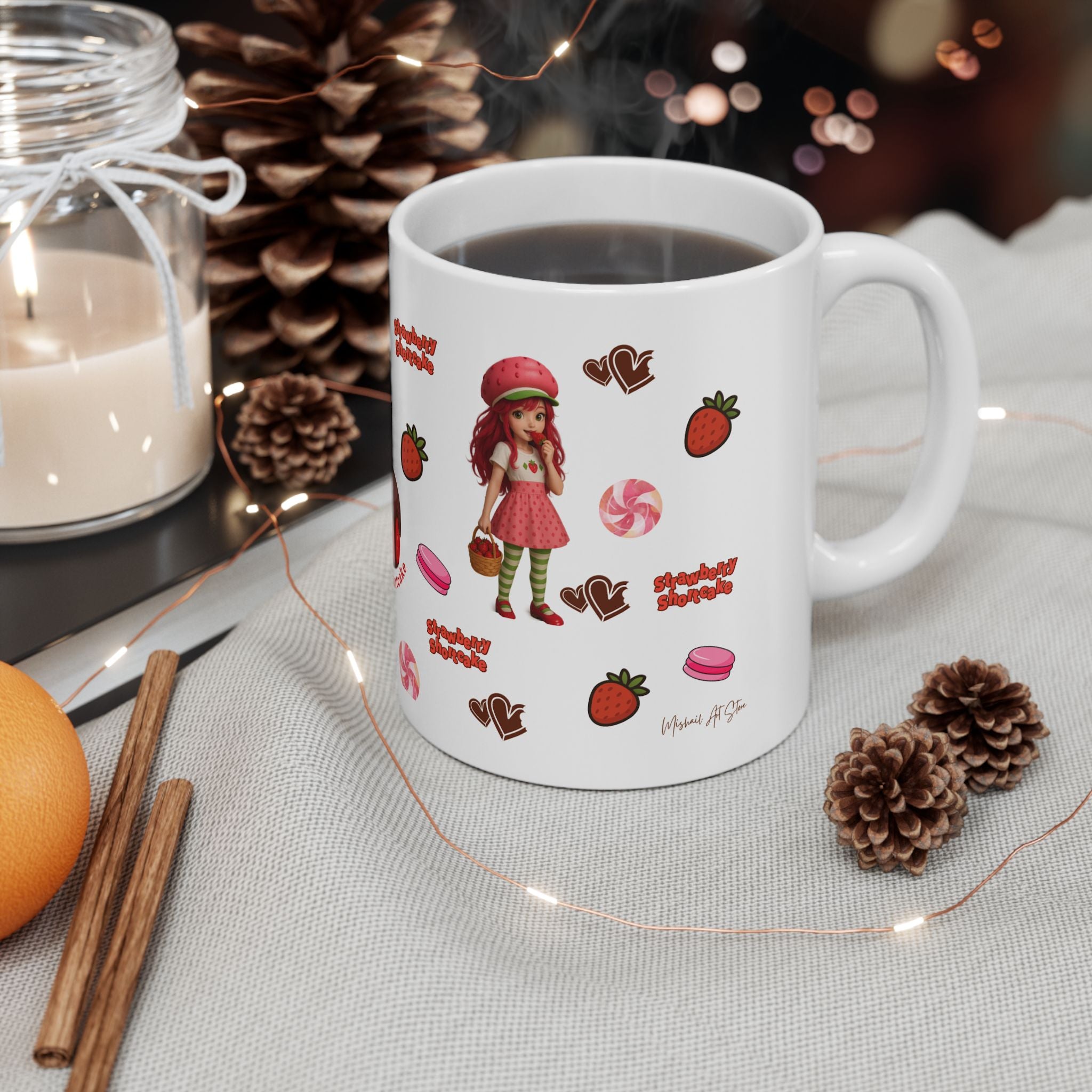 Strawberry Pattern Mug | Cute Coffee Ceramic Mug