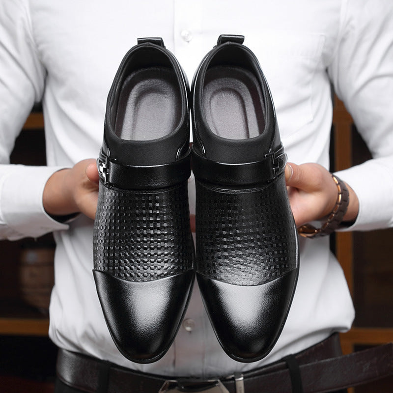 Valencrest™ Executive Leather Shoes – Premium English black Shoes for Men, holding in hands, background man wearing white t shirt holding black shoes.