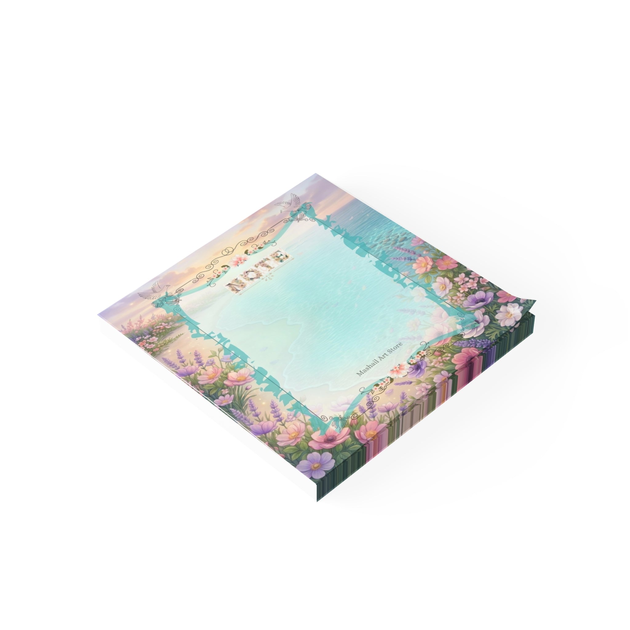 Floral design notepad on a white background