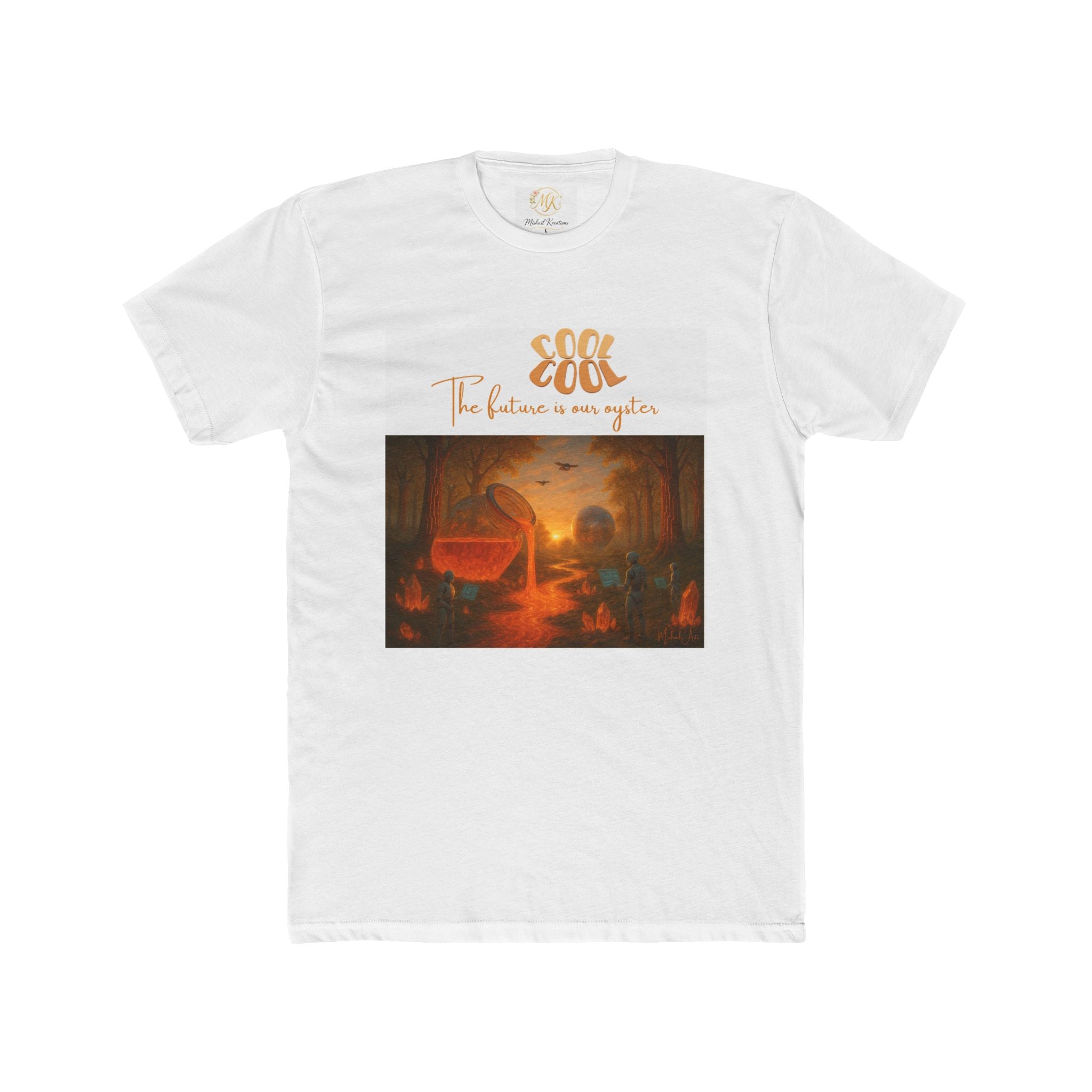 Vintage Orange Ocean Sunset, T-Shirt | Futuristic Graphic Tee | The Future Is Our Garden Aesthetic Shirt