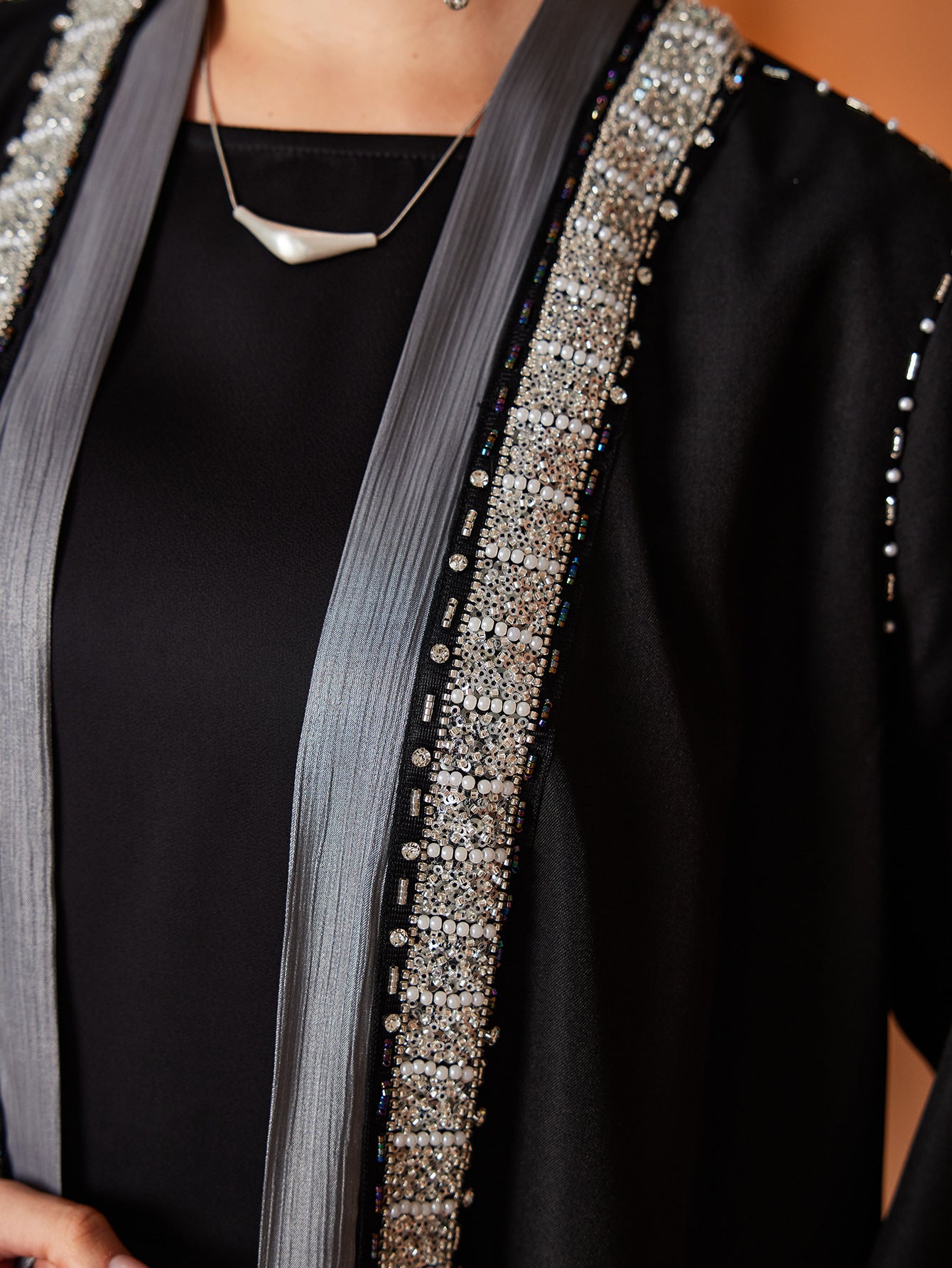 Plus Size Handmade Embroidery Rhinestone Abaya | Elegant Middle Eastern Maxi Dress