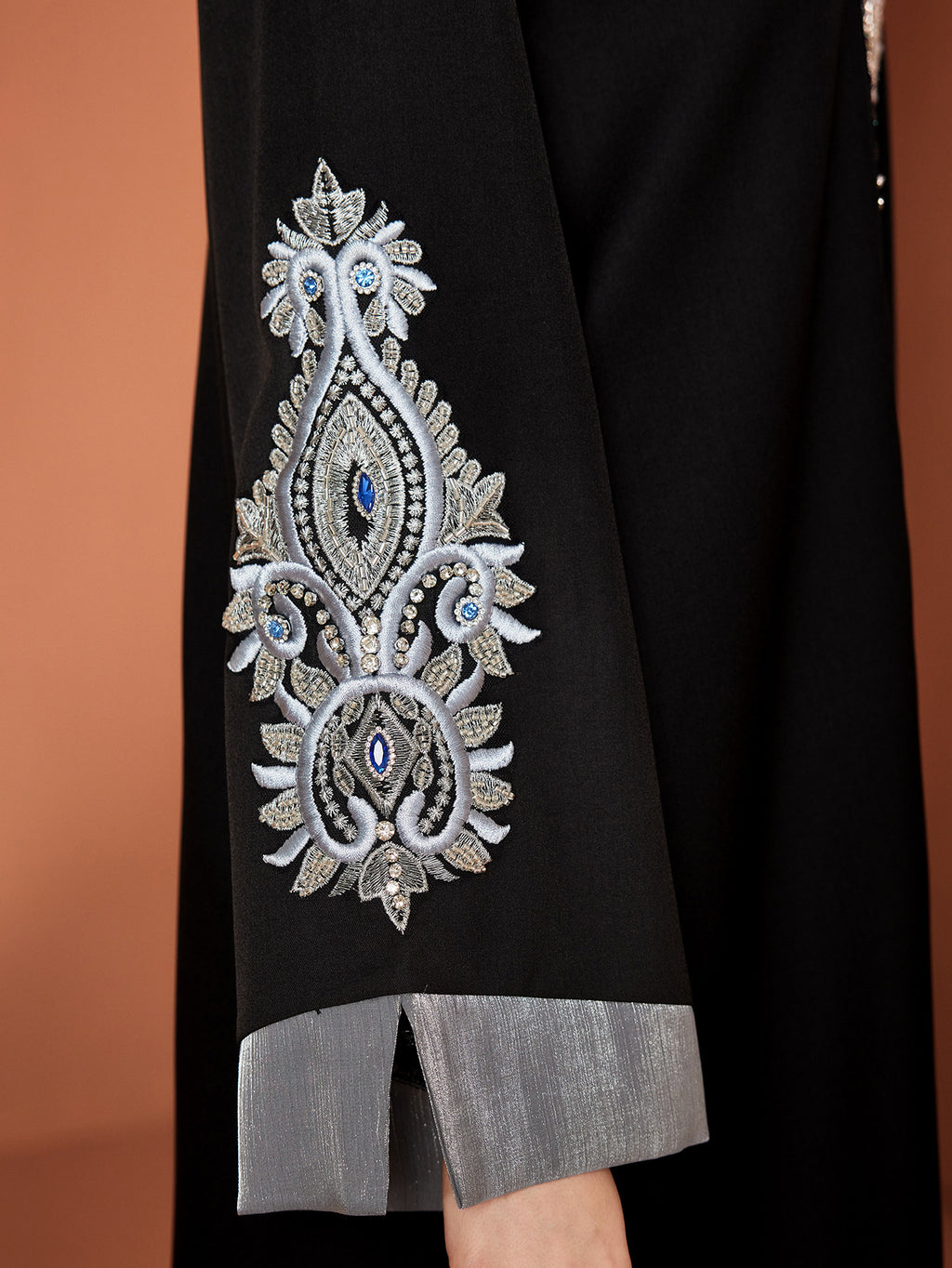 Plus Size Handmade Embroidery Rhinestone Abaya | Elegant Middle Eastern Maxi Dress