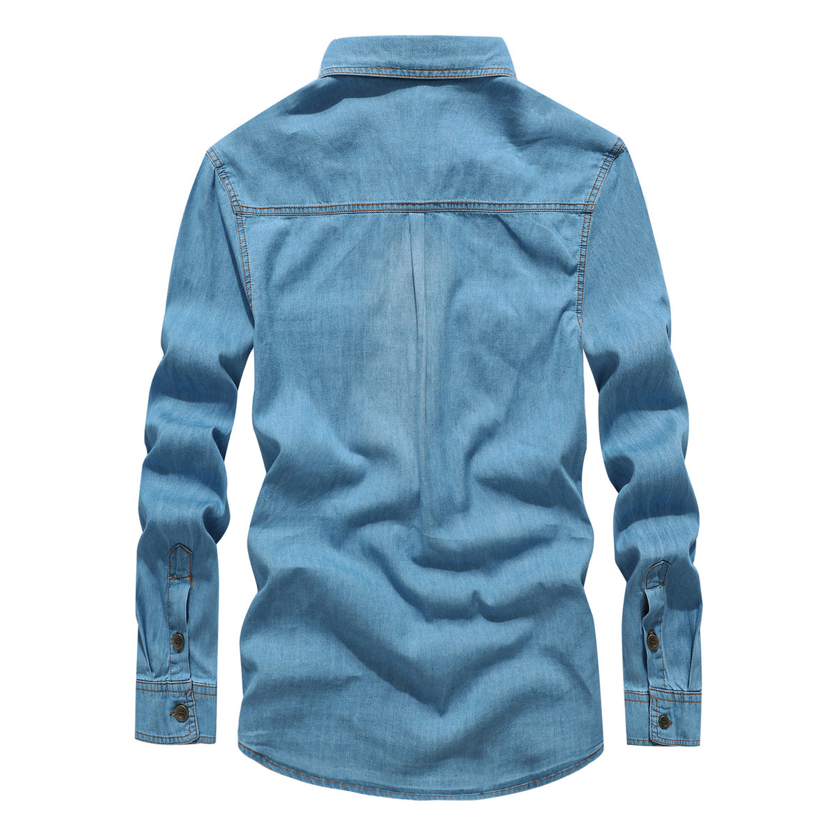 Blue denim shirt on a white background
