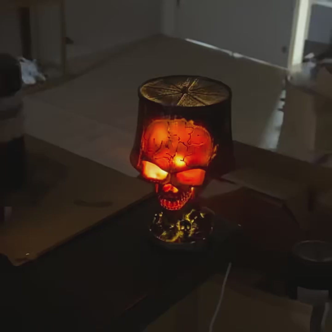 Halloween Lava Stone Skull Light | Goth & Spooky Dark Atmosphere Resin Table Lamp