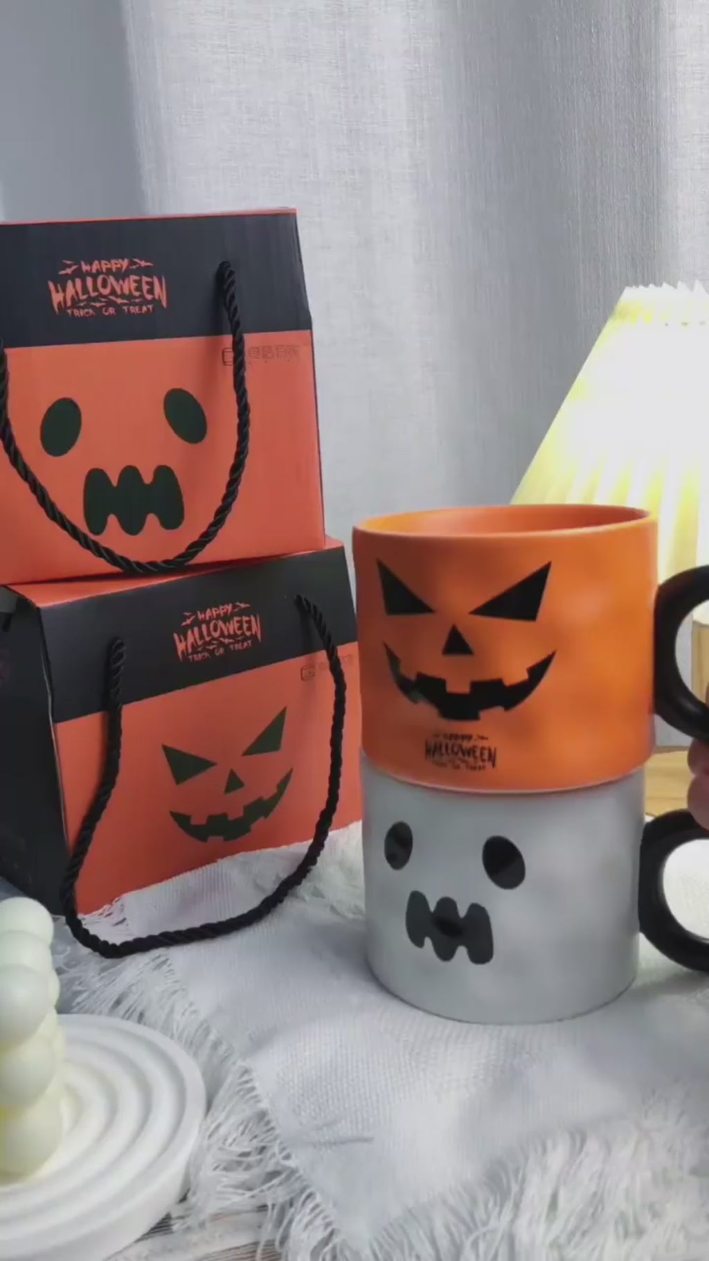 Pumpkin Ceramic Coffee Cup | Cute Halloween Gift Mug with Handle & Gift Box