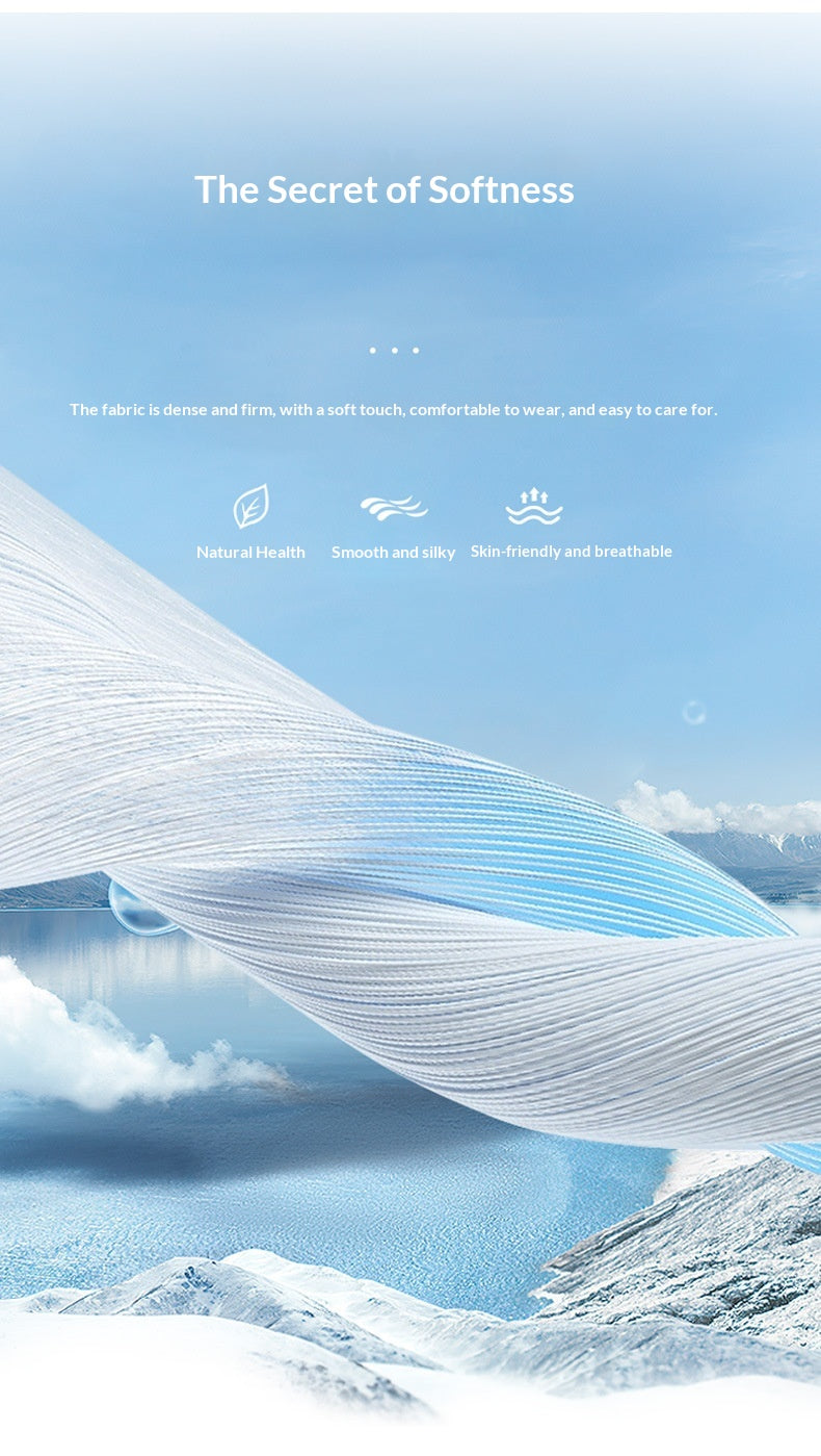Text about softness with a snowy landscape background
